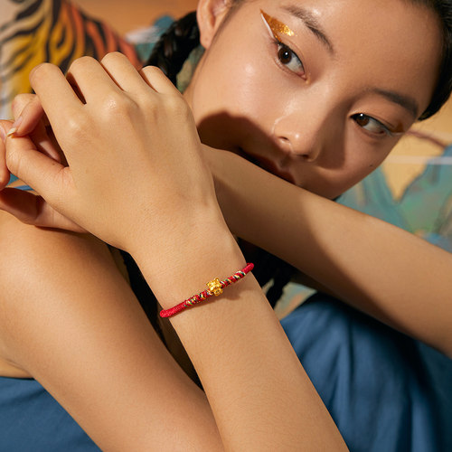 周六福黄金手绳手链定价女款红绳足金财运虎转运珠手饰送礼物官方 - 图3