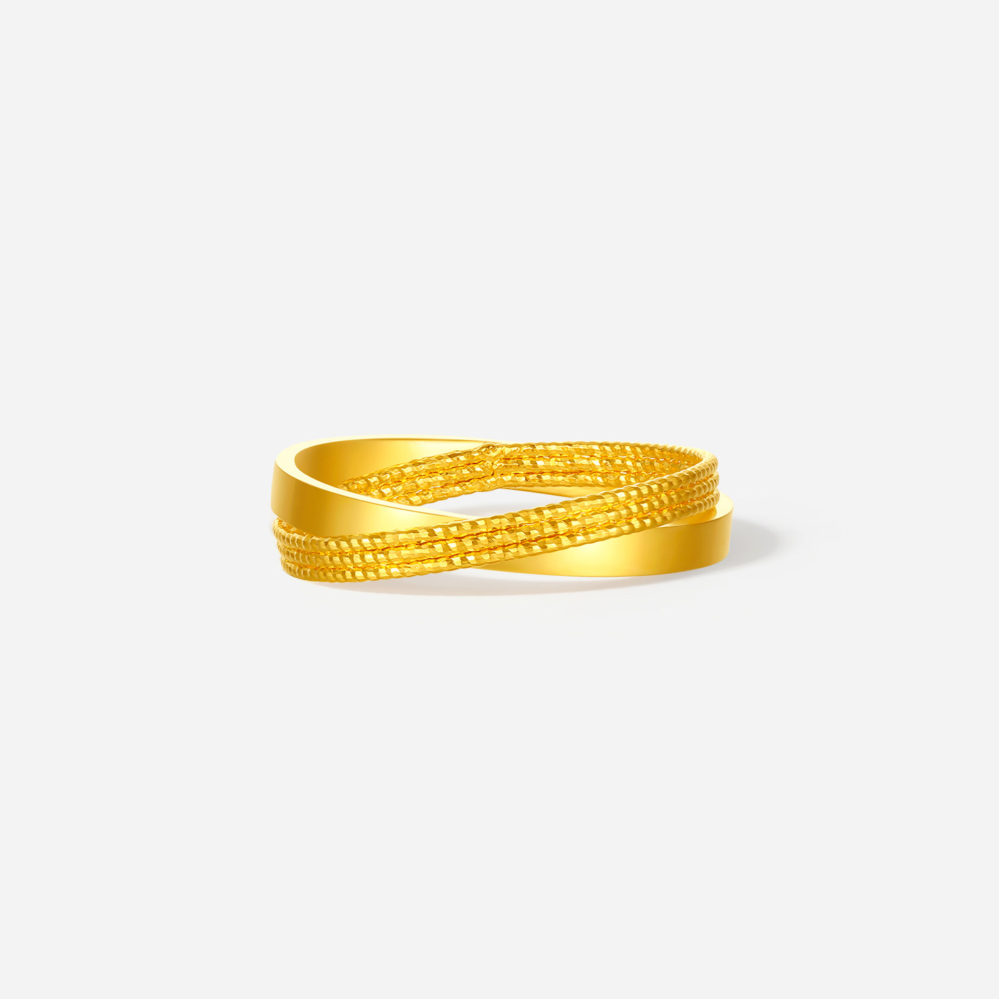 Saturday Fortune Gold Priced 5G Pure Gold Ring Exploding Gold Rays Starburst Double Ring Intertwined Women's Ring Holiday Gift