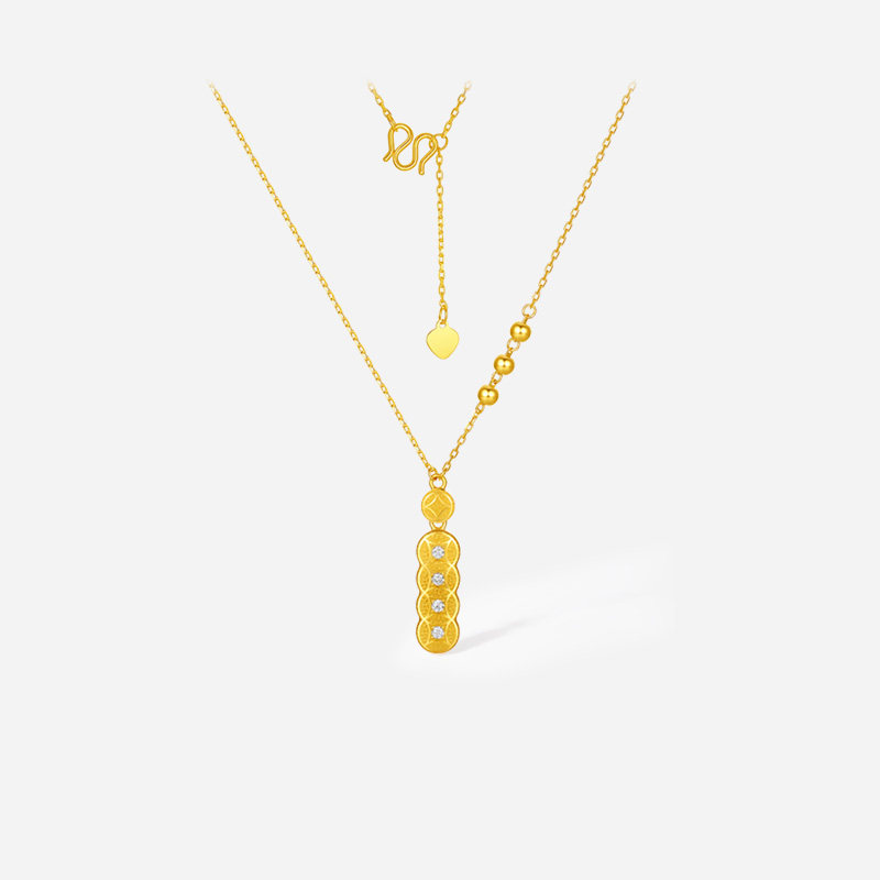 周六福黄金镶嵌钻石链坠女款黄金五帝钱吊坠送女友新年礼物官方,淘宝优惠券,粉丝福利购,淘宝优惠卷