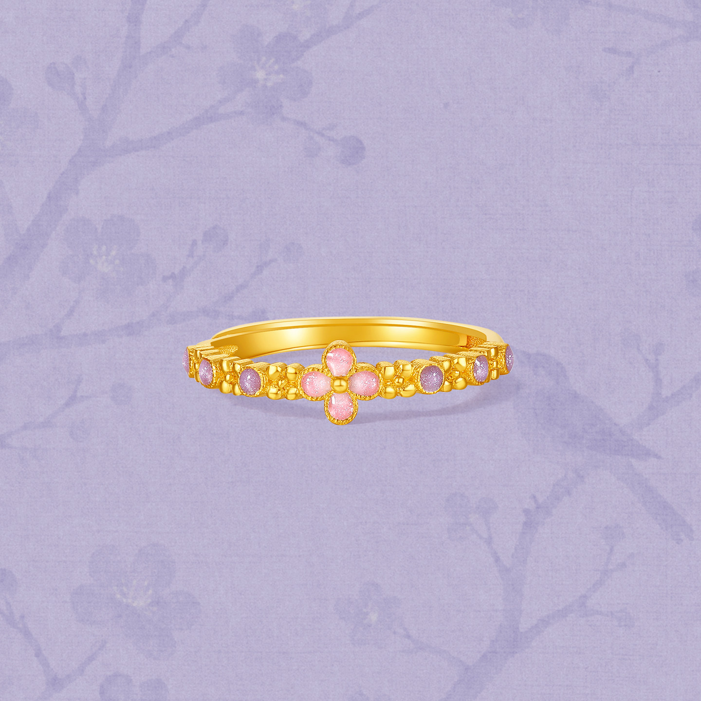Saturday blessing gold-denominated 5G pure gold ring, wealth, health, golden osmanthus, spring girl, quitting smoking and raining Jiangnan festival gift