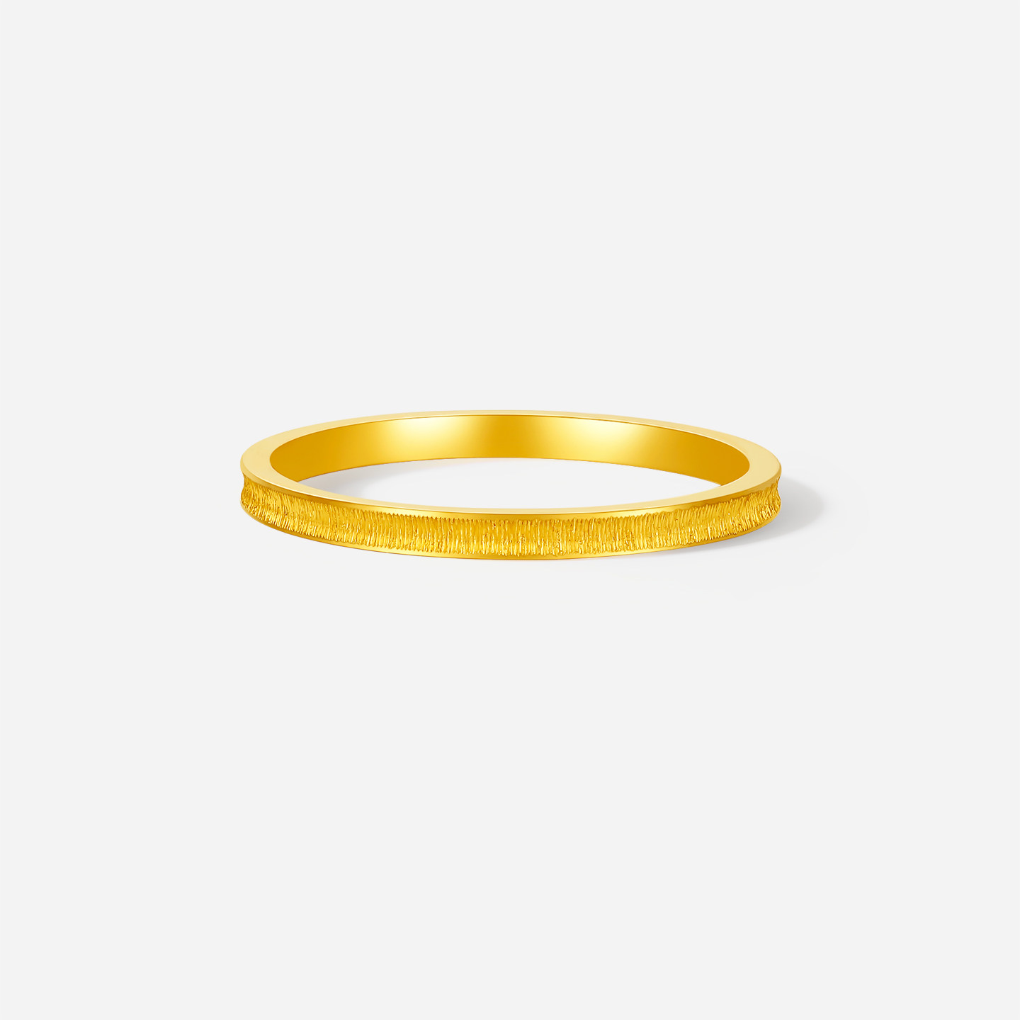 Saturday Fortune Gold Priced 5G Pure Gold Ring Plain Circle Ripple Tree Pattern Stacked Women's Ring Holiday Gift
