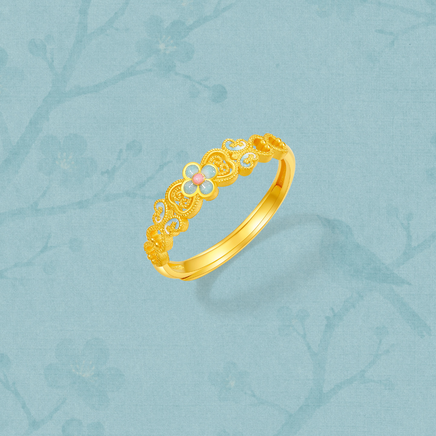Saturday Blessing Gold Priced 5G Pure Gold Ring Good Luck and Good Luck Gui Die Zhi Xi Girl Quit Smoking Rain Jiangnan Festival Gift