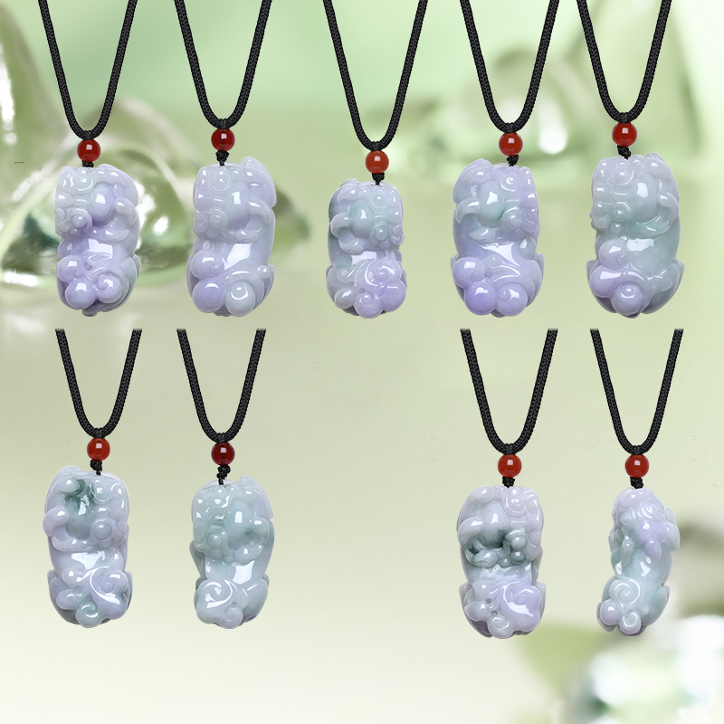 周六福天然紫罗兰翡翠福禄招财钱币貔貅吊坠玉坠圣诞礼物 - 图1