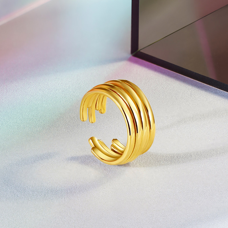 T Saturday blessing gold ring for men and women priced pure gold 5D hard gold ring irregular lines stacked to give gifts