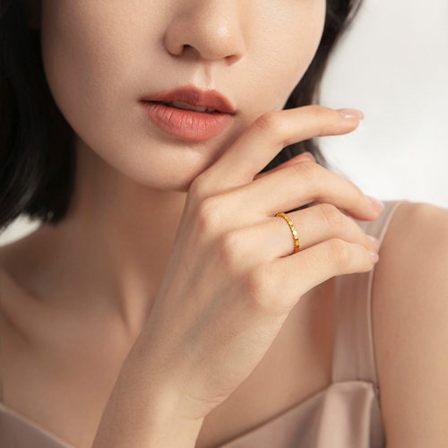 周六福5G黄金戒指女2代无极金计价足金素戒指环手饰节日礼物 - 图1