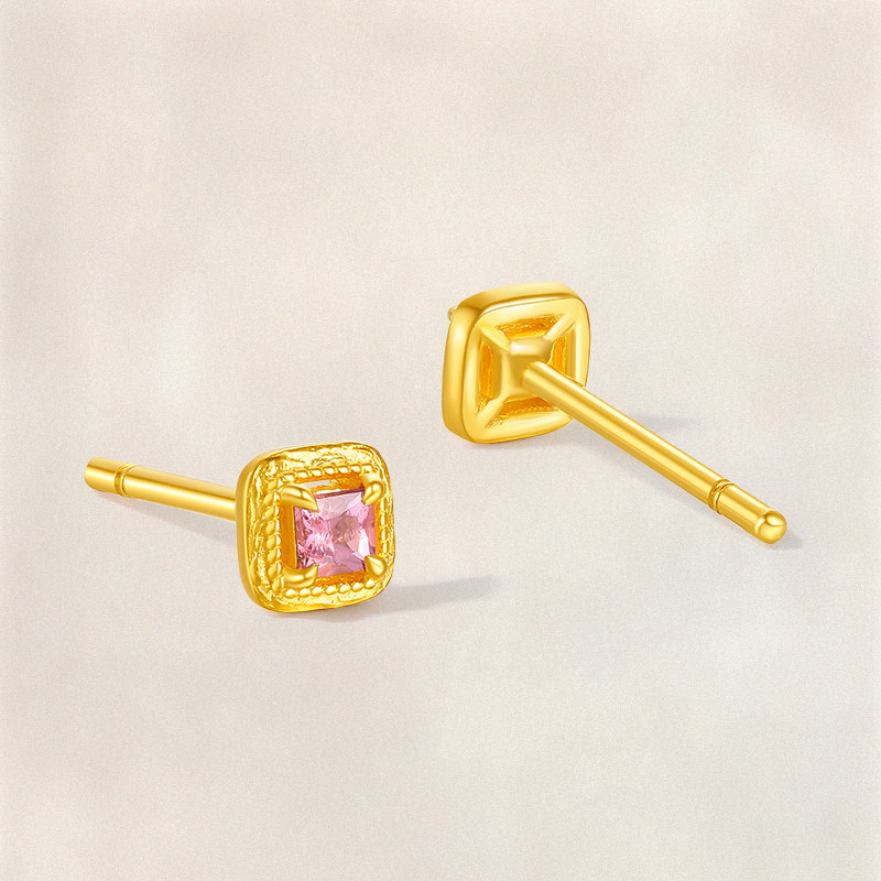 周六福黄金镶嵌碧玺耳钉女款方糖耳饰送女友新年礼物官方旗舰店,淘宝优惠券,粉丝福利购,淘宝优惠卷