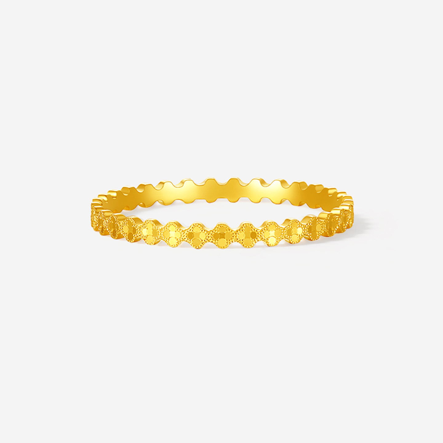 Saturday Fortune Gold 5G denominated solid gold flashing broken gold lucky four-leaf clover ring women's ring holiday gift