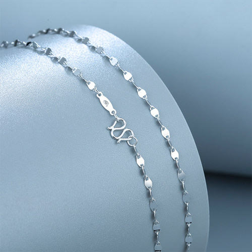 周六福铂金项链女款pt950白金m扣素链锁骨链官方旗舰店送女生礼物 - 图2