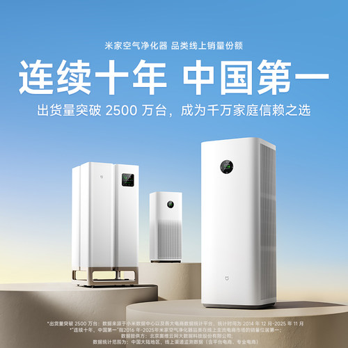 小米官旗米家空气净化器5S除甲醛菌数显吸烟宠物家用医护级净化机 - 图0