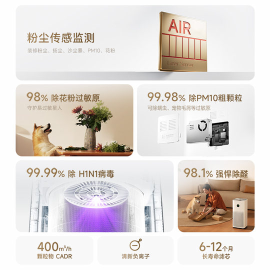 小米官旗米家空气净化器5宠物除甲醛二手烟家用负离子小型净化机