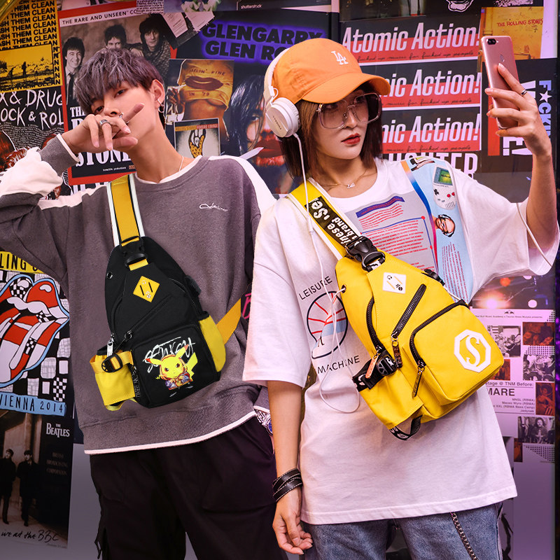 男士包包单肩潮流学生胸包斜挎包 山奇品一箱包男士包袋