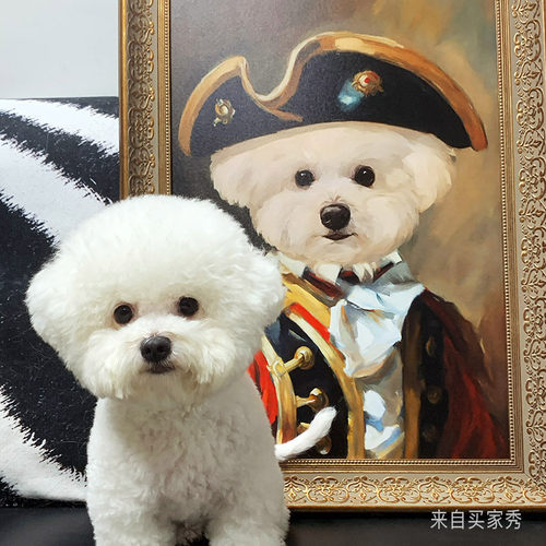 上品印画定制 萌宠入油画宠物画像定制猫狗肖像画装饰画创意礼物 - 图2
