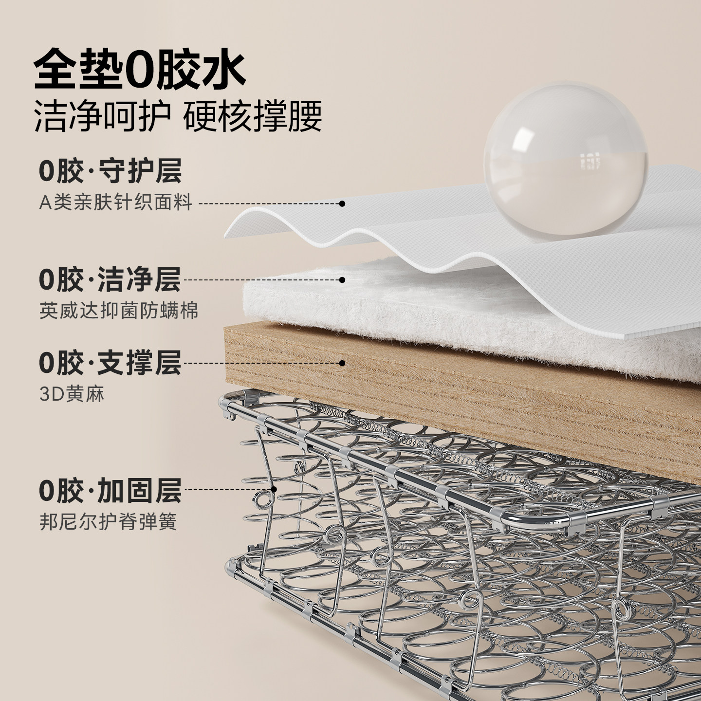 全友家居零胶水儿童床垫黄麻垫子青少年宿舍卧室家用单人弹簧床垫,淘宝优惠券,粉丝福利购,淘宝优惠卷