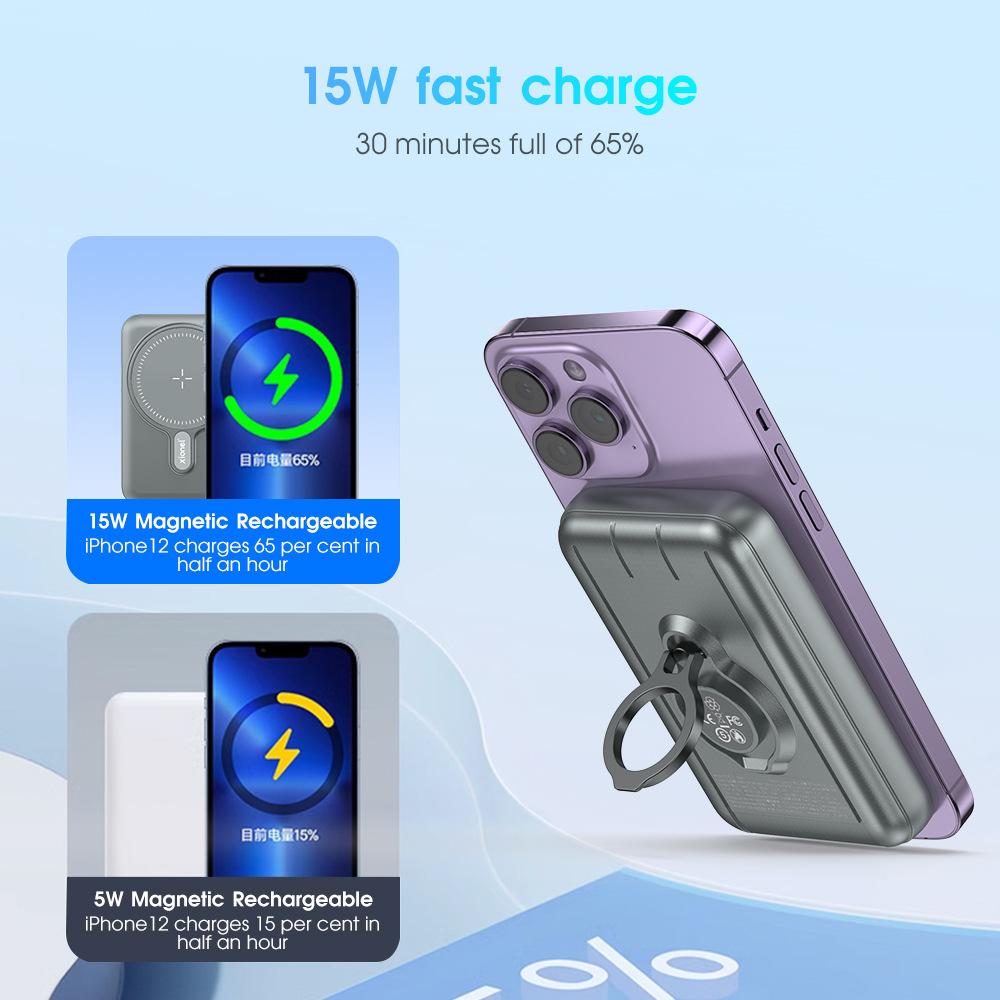 10000 mah Magnetic wireless charging quick charge powerbank - 图0