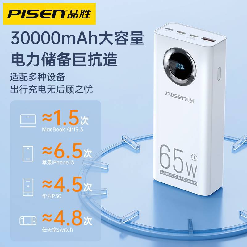 Pisen 30000mAh power bank 65W Quick Charger powerbank充电宝 - 图3