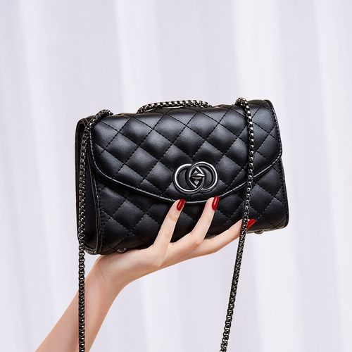 CHARFMX＆KIEZH女包2025新款小香风真皮链条包斜挎轻奢单肩菱格包 - 图0