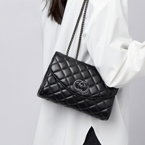 CHARFMX＆KIEZH女包2025新款小香风真皮链条包斜挎轻奢单肩菱格包 - 图2