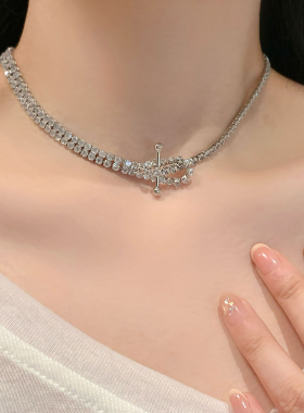 甜酷皮带扣满钻choker项链女