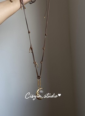 中古vintage月牙芒星项链配饰