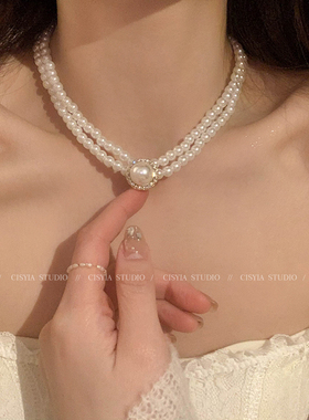 双层珍珠项链颈链女款
