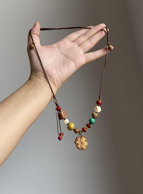 新中式复古文艺串珠项链配饰女