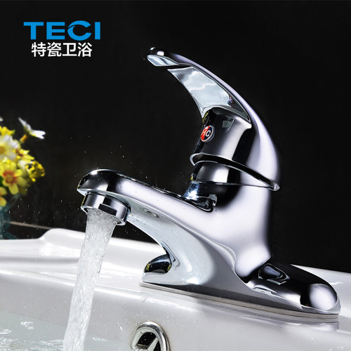 TECI特瓷面盆龙头台盆铜水龙头 冷热 面盆单把双孔洗手盆洗脸盆 - 图0