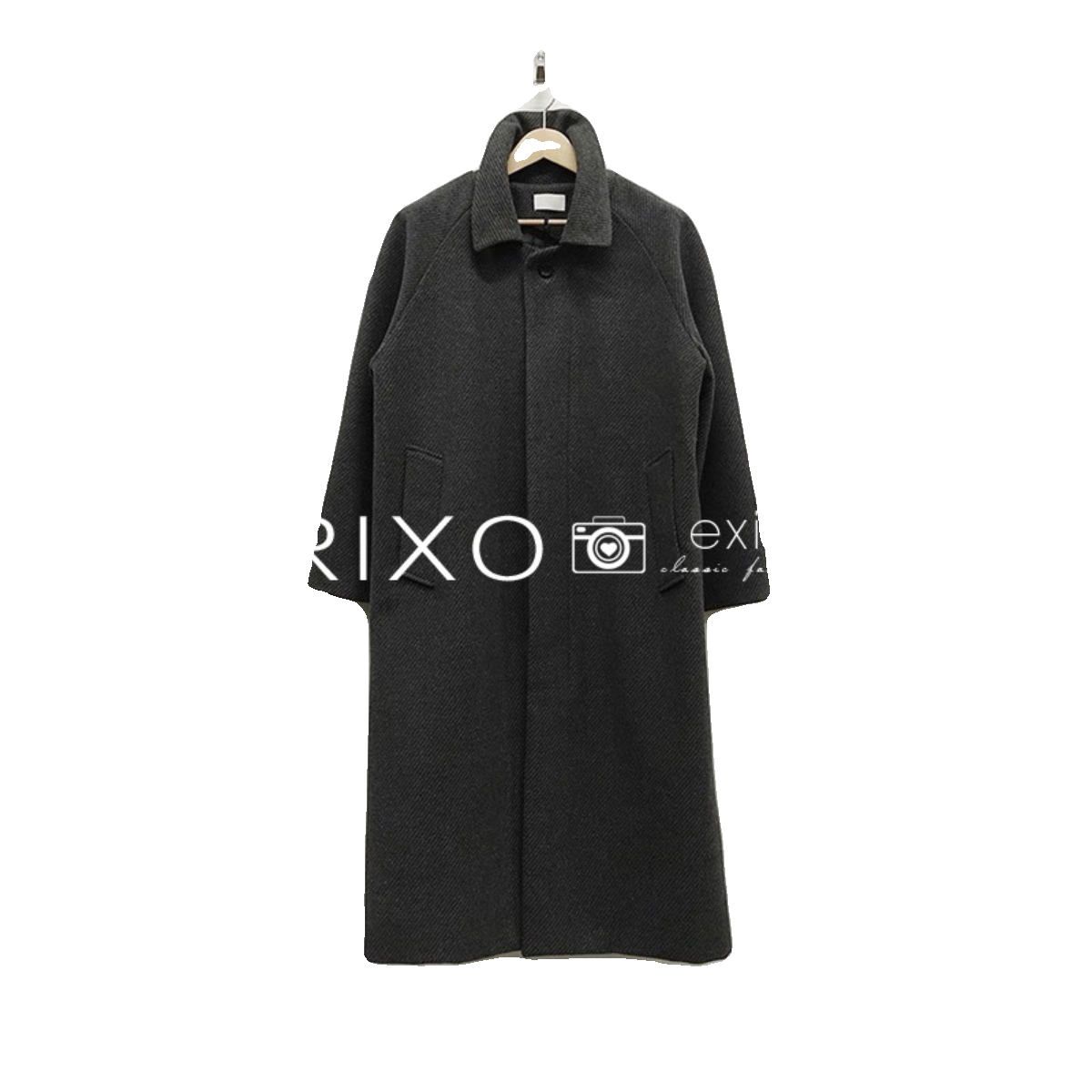 RIXO EXIT法式2023秋冬人字纹毛呢大衣高级感小个子长款外套女