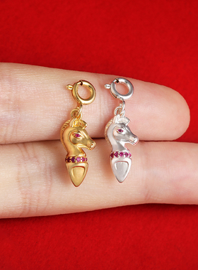 藏式马头普巴杵吊坠s925纯银镀金卡扣星月菩提手串配饰男女款项坠