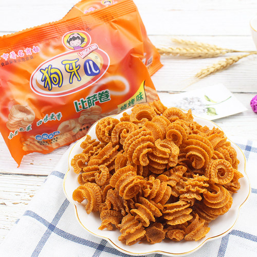 狗牙儿锅巴比萨卷小包装20袋8090后怀旧小零食休闲小吃食品大礼包 - 图1