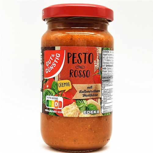Edeka Pesto Rosso德国埃德卡罗勒橄榄油青酱番茄奶酪意面粉红酱 - 图1