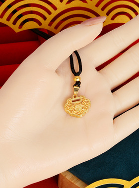 古法传承中式祥云花丝锁项链仿黄金吊坠男女福气不掉色国潮风爆款