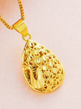 沙金色越南沙金爱心项链女学生韩版简约时尚百搭锁骨链礼物送女友