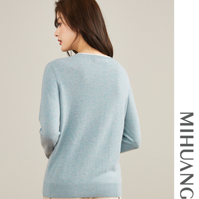 米皇秋季新款套头圆领长袖羊绒衫女休闲提花纯羊绒毛衣针织衫,淘宝优惠券,粉丝福利购,淘宝优惠卷