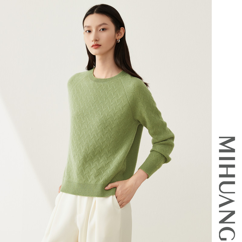 米皇2025秋季新款圆领插肩袖羊绒衫女上衣简约宽松舒适纯羊绒毛衣,淘宝优惠券,粉丝福利购,淘宝优惠卷