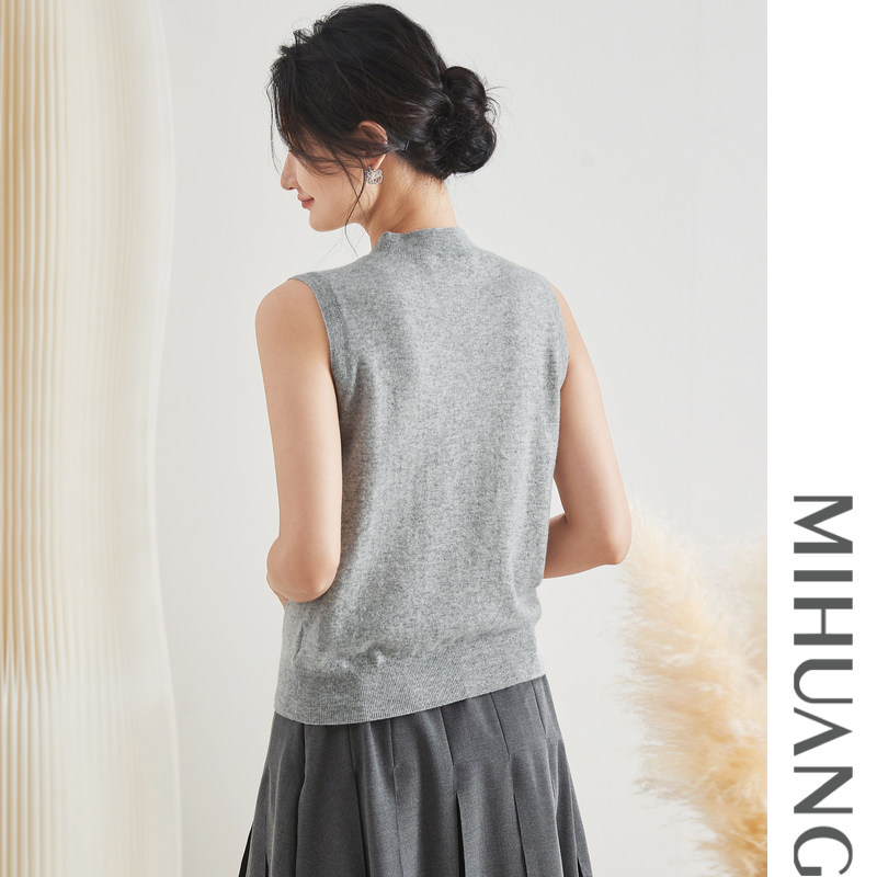 米皇秋冬新款半高领无袖羊绒背心女休闲显瘦柔软打底羊绒毛衣,淘宝优惠券,粉丝福利购,淘宝优惠卷