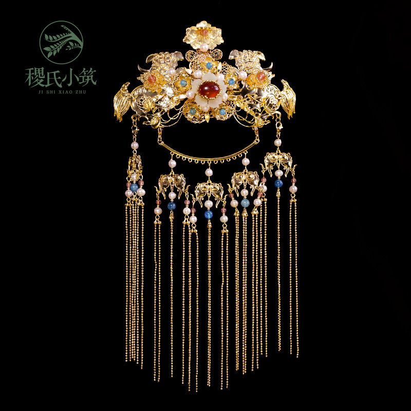 稷氏小筑 小狮子 汉服配饰铜镀24k真金古风发饰套装女发冠发簪,淘宝优惠券,粉丝福利购,淘宝优惠卷