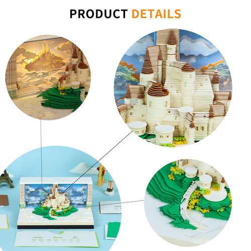 大号天空之城2026年日历台历3D立体纸雕便签纸本创意文艺国风礼物 - 图1