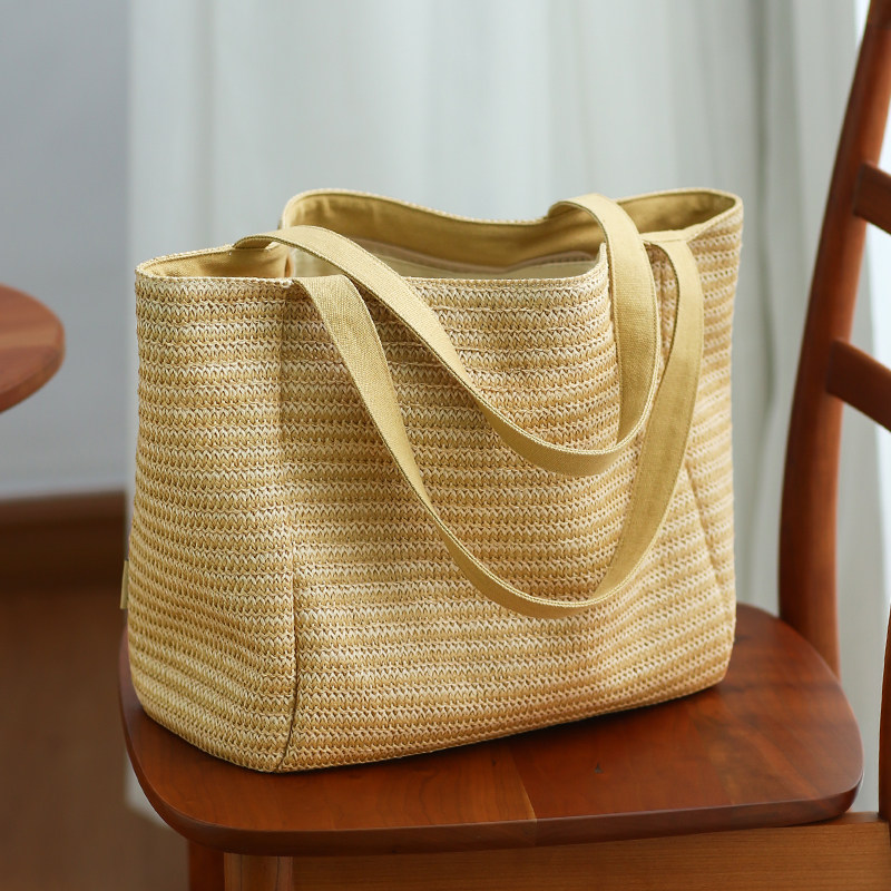 布奏夏季草编包单肩大包包托特包海边沙滩编织包上班通勤文艺百搭