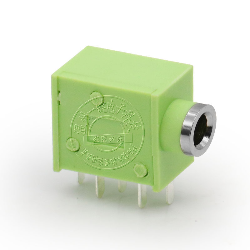 一键3.5耳机插座母座音频接口 PJ-325B半铜套卧式连接器 5脚_虎窝淘