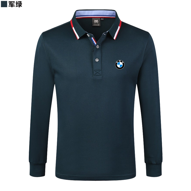宝马bmw长袖t恤男士秋季新品纯棉翻领打底衫polo衫上衣工作服定制
