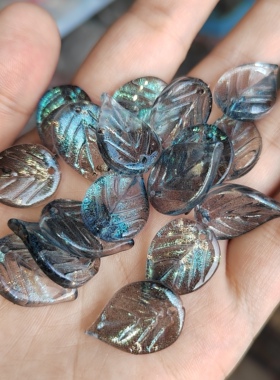 30个 14x20mm紫荆叶琉璃树叶叶子diy古风发簪头饰手工制作材料
