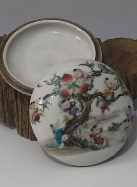 景德镇陶瓷文房摆件印泥盒家居摆