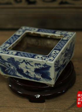 景德镇陶瓷手绘山水盆景复古摆件