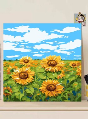 数字油画diy手工填色高级感风景花束治愈系减压手绘油彩装饰挂画
