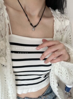 复古银色醒狮串珠项链锁骨链