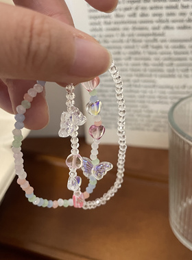 乔治姐姐/彩色蝴蝶水晶串珠手链女夏高级感小众设计闺蜜手串手饰