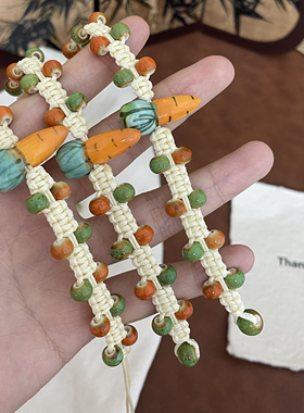 可爱卡通胡萝卜手绳手链女学生礼物景德镇陶瓷饰品手串可调节显白