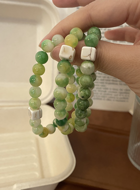 乔治姐姐/新中式绿色国风天然石小众手链甜美闺蜜礼物叠戴手链
