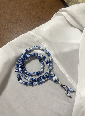 青花瓷陶瓷手工串珠项链女小众高级感锁骨链