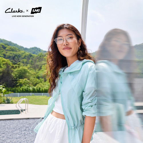 【Clarks x LNG】26夏季新款连帽防泼水可收腰女外套户外防晒衣 - 图0